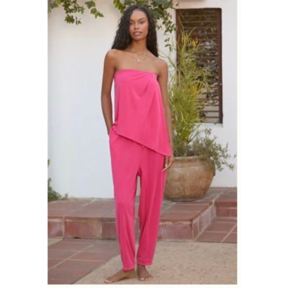 BY ANTHROPOLOGIE STRAPLESS FAUX TOP & DRAWSTRING TROUSERS MATCHING SET MEDIUM